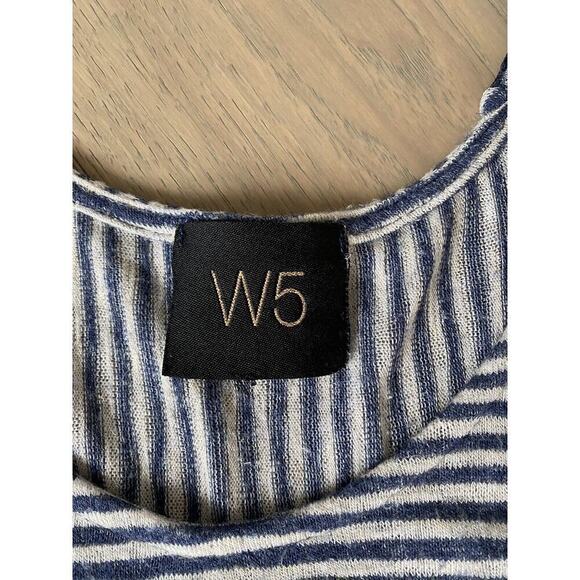 W5 Womens Navy and Gray Striped Lace Sleeveless Swing Tank Top Size Small - Picture 7 of 8